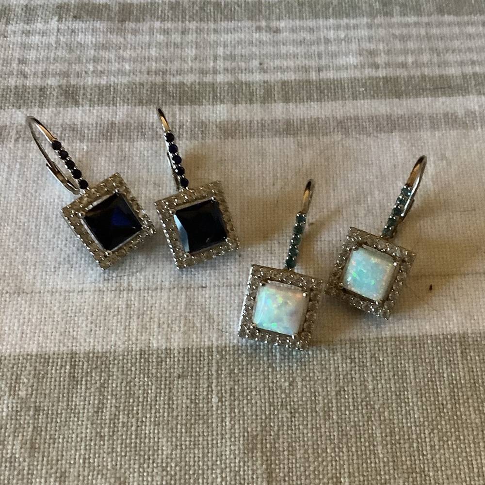 2 Pairs solid .925 Sterling Silver Earrings